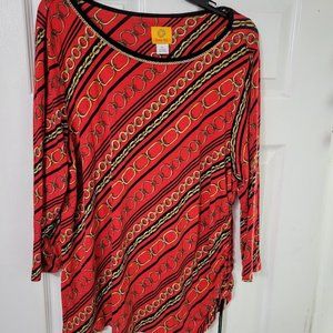 Ruby Rd. Red and‎ gold tunic XL